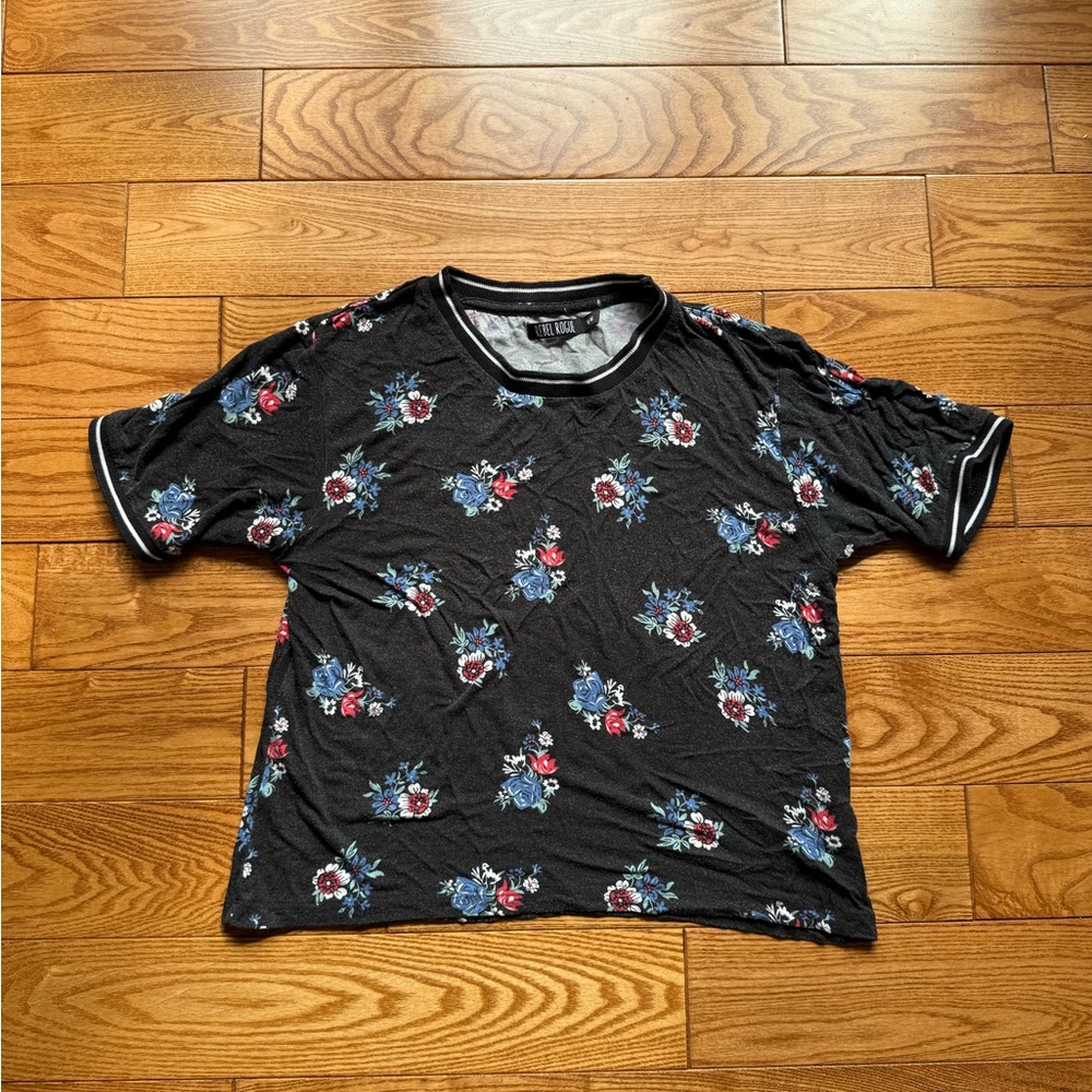 Black Floral Crop Top